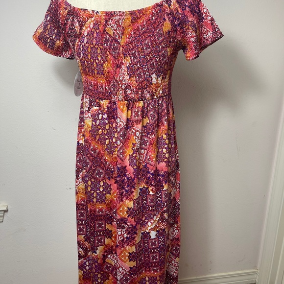 Pink boho print side split maxi size small - Picture 3 of 5